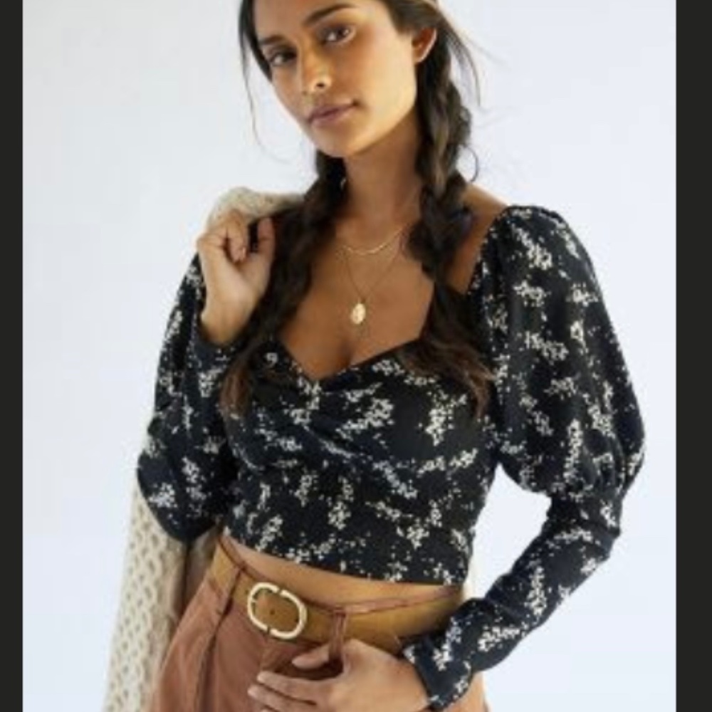 Anthropologie Black and White Printed Top